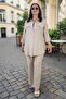 Foldable Sleeves, Buttoned Long Shirt, Wide Elastic Waist, Pocketed Pants, Thin Summer Fabric, Plus Size, Two-Piece Set - 2