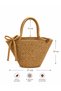 Lola Bow Detailed Straw Handbag Natural Weave Summer Beach, Daily Stylish Design Bag - 5