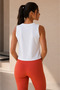 Women's White Sleeveless Crop Tank Top with Gathered Front Detail - 5