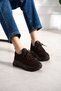 Brown Women's Lace Detailed Mesh Sneakers and Casual Women's Sports Shoes Women's Sneakers - 4