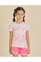 Girls Pink Heart Placement Print T Shirt