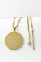 Gold Color Ayetel Kürsi and Felak-Nas Written Spiritual Design Stainless Steel Necklace with Stick Thick Doc Chain - 7