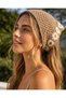 Women's Knitwear Hair Bandana Bohemian Summer and Beach Fashion Cream Floral Motif - 3