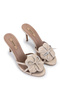 Women's Genuine Leather Beige Heeled Slippers - 2