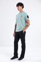Waffle Knit Textured Crew Neck Men's Sports T-Shirt with Chest Logo and Mini Pocket Detail on the Sleeve - 2
