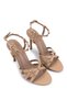 Women's Faux Leather Beige Heeled Shoes - 2