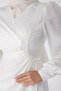 White Stoned Straight V-Neck Women's Evening Dress - 26195 - 6