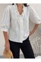 Women's White Ruffle Collar Detailed Scallop Shirt Qs6301 - 2