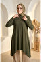 Bürümcük Fabric Asymmetrical Cut Long Tunic 0562-03 Khaki - 2
