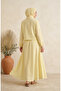 Striped Modal Shirt Collar Hijab Double Set 0328-04 Yellow - 5
