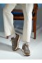 Miya Model Genuine Leather Handmade Beige Suede Sneaker Shoes - 4
