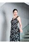 Backless Mesh Fabric Slit Long Women's Dress - 5