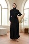 Hakim Collar Elastic Waist Hijab Dress 0326-04 Black