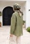 Asymmetrical Embroidered Buttoned Tulle Voile Tunic -Khaki - 4
