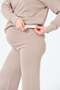 Maternity Side Zipper Long Sleeve High Waist Wide Leg Soft Touch Tracksuit Set Beige - 6
