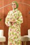 Dusty Rose Half-Buttoned Sleeves Elastic Skirt Layered Viscose Dress - 2
