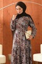 Brown Skirted Patterned Dress - 2