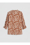 Ecru Collared Patterned Blouse - 5