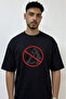 Baby Crocodile Design Printed Oversize Black T-Shirt
