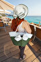 Handmade Beach Pool Bag and Hat Set with Bow and Ribbon Multi-Purpose Easy to Clean Washable Decorative Bag and Hat - 3
