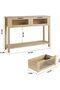- Wooden Console Table for Entryway, 2-Tier Sofa Table with 2 Glass Drawers and Storage, Ideal for Living Room and Hallway, Natural Wood - 2