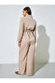 Beige Drawstring Waist Shirt and Wide Leg Pants Set - 5