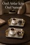 6-Piece Silver Tray with Gold Handles - Stainless Steel Italian Handle Detail Coffee Tea Serving Tray - 2