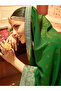 Women's Georgette Green Embellished DesignerSaree With Blouse Piece - 3