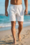 Men's 100% Linen Elastic Lace-Up Summer Shorts – Comfortable Fit Breathable Casual Shorts - 3