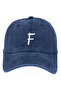 Letter F Navy Blue Embroidered Washable Vintage Unisex Hat - 2