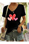 Women's Mix Printed V-Neck Sleeved Regular Fit Comfortable T-Shirt