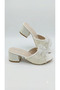 Girls' Slippers, White Color, Shiny, Fancy, Comfortable, Square-Heeled, Evening Dress Slippers - 7