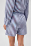 Liya Women's Oversize 100% Cotton Shorts and Shirt Blue Striped Top and Bottom Set - 3