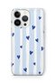 iPhone 14 Pro Max Compatible Blue Hearts Pattern Transparent Phone Case