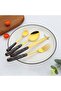 24-Piece Stainless Steel Cutlery Set Kitchen Utensil Western Tableware Gold/Black - 2