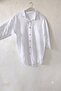 White Shirt Collar 3/4 Sleeve Buttoned Pocket Embroidered Casual Cotton Woven Shirt 75 60 - 2