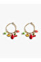 Multicolor Dangle Hoop Earrings with Fruit Charms