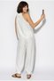 Women's White Beaded Detailed Halter Neck Blouse Elastic Waist Baggy Trousers Set 1088 60286400 - 5