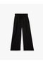 Pocket Detailed Comfortable Fit Waist Tie Viscose Fabric Wide Leg Trousers - 4