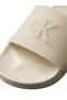 Women's Comfortable Sole Logo Textured Ecru Slippers - 4