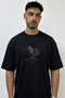 Murekkep Kuzgun Design Printed Oversize Black T-Shirt