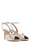 Women's Silver Ankle Buckle Stone Detailed Thin Heeled Leather Sandals 26Sfd121414 - 3