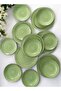 18 piece Porcelain Dinnerware Set, Set for 6, Microwave & Dishwasher Safe, Green Spiral Design - 3