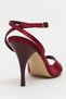 Monica Burgundy Satin Ankle Belt Detailed Women's Thin Heeled Shoes - 8