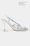 Eryu Silver Metallic Open Toe Detailed Caged Women's Heeled Shoes - 2