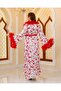 Special Design Feather Detailed 2-Piece Long Dressing Gown Full Satin - 2