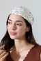 Pearl White Sequined Hand Knitted Bandana – Handmade Hair Band - 8