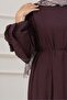 Simay Dress with Ruffle Detail on the Sleeves-Mürdüm - 3