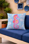 Seahorse Coral Patterned Decorative Throw Pillow Cover Blue Pink Marine Decor 43X43 cm - 7