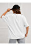 Women's White Oversize T-Shirt Red Minimal Heart - 2